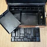 Large Gustave Keller leather trunk with multiple compartments