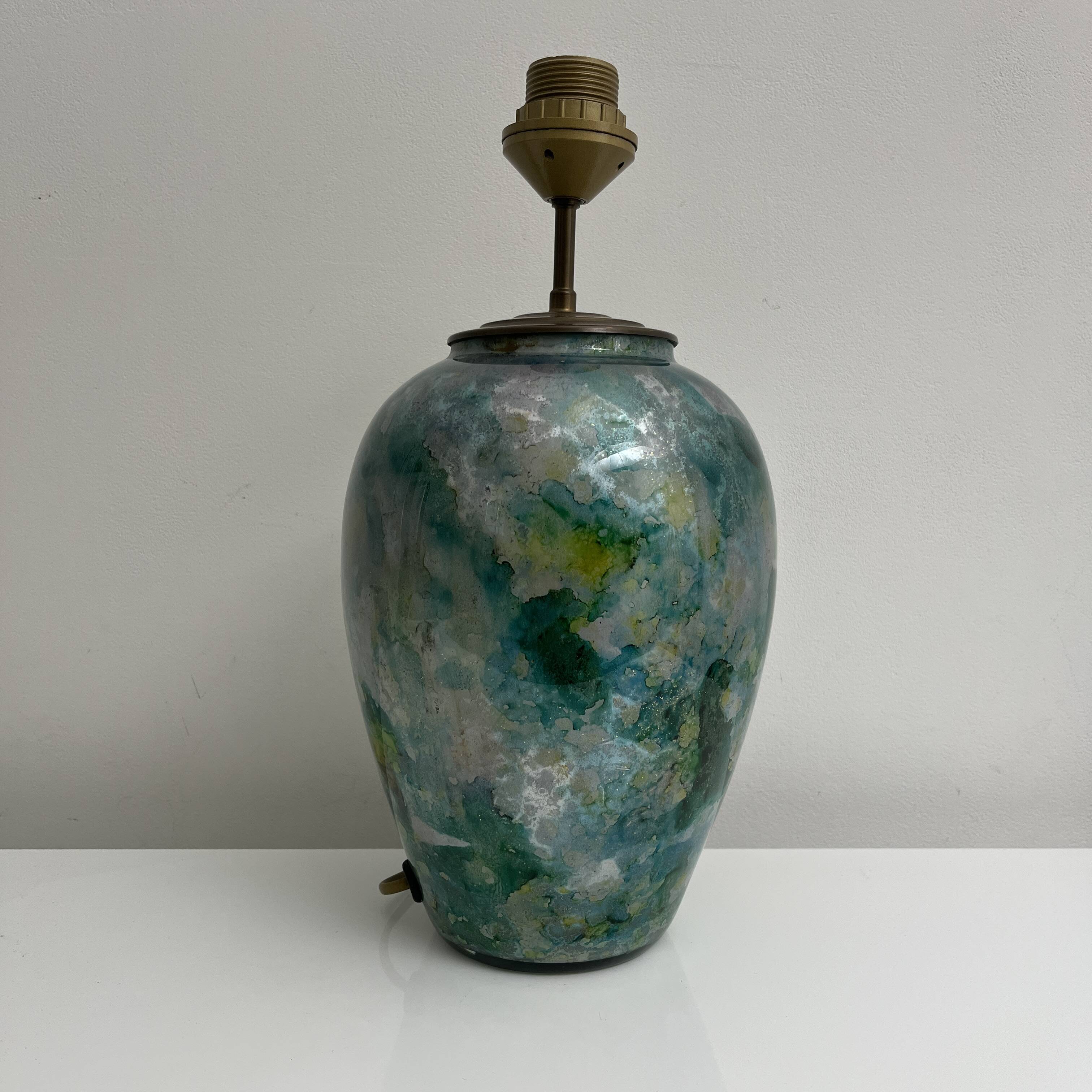 Decorative lamp base fixed under vintage glass Laque Line France