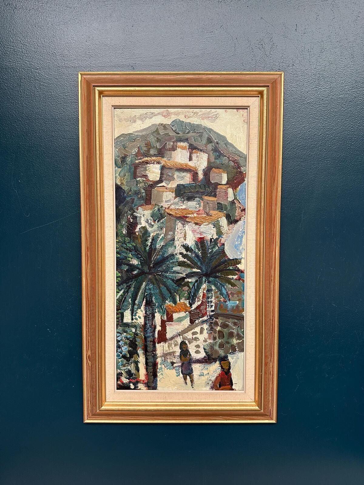 Swedish Oil on Panel – “Southern Village” by Bertil Wahlberg – Signed