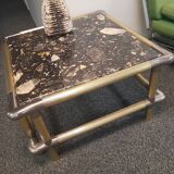 Table basse en marbre et métal, années 70