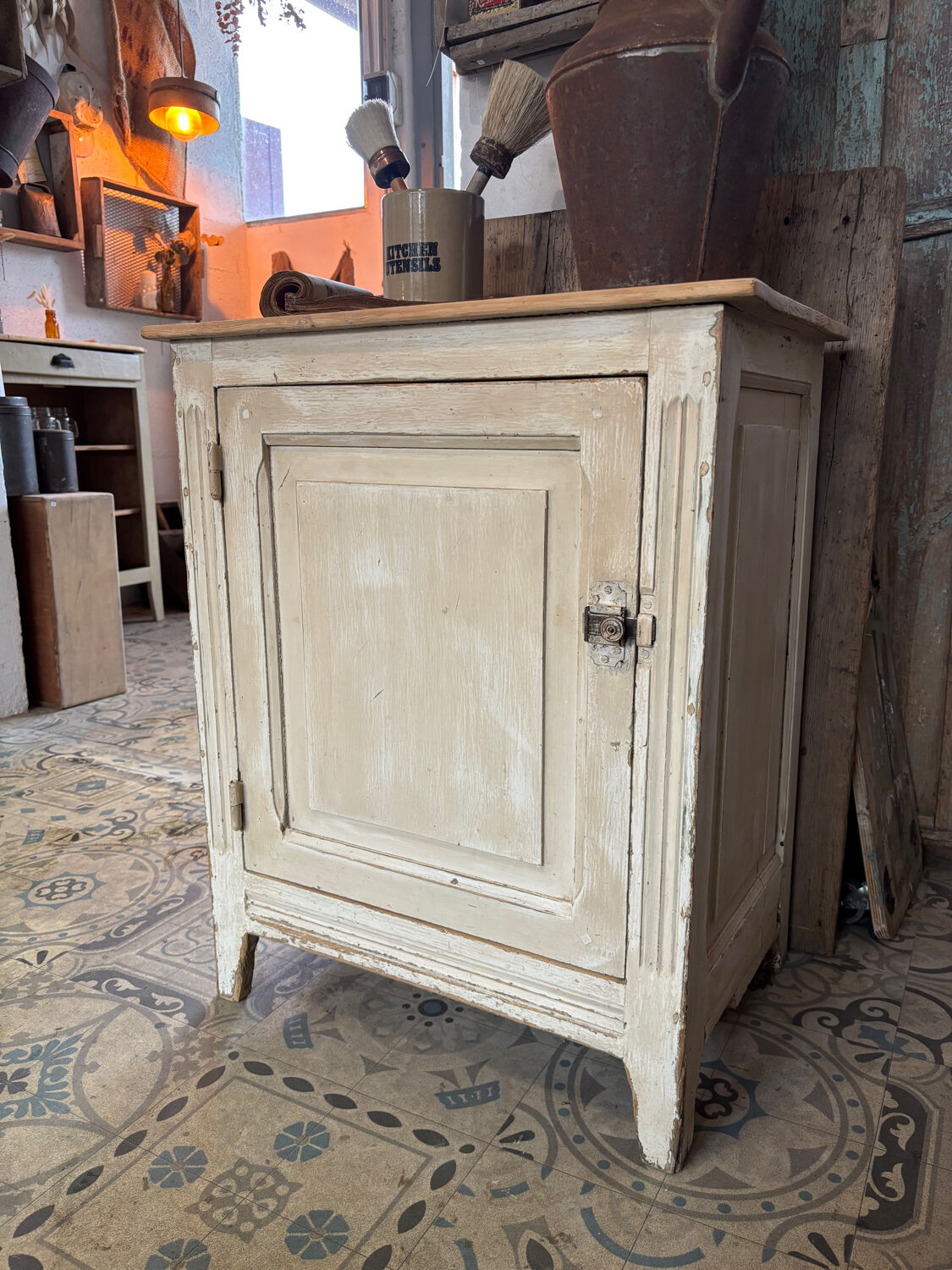 Small patinated jam jar