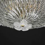 Lovely transparent Murano glass leaf ceiling light or chandelier, 1970s