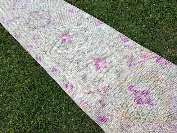 Vintage Turkish hallway rug 78x351 cm