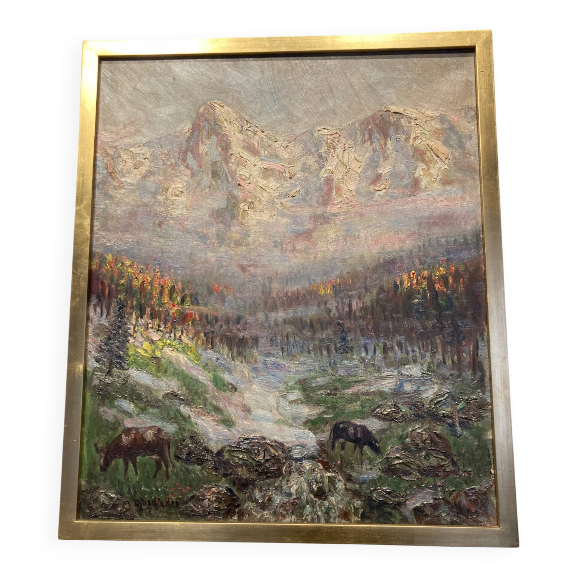 Oil on canvas of a landscape signed