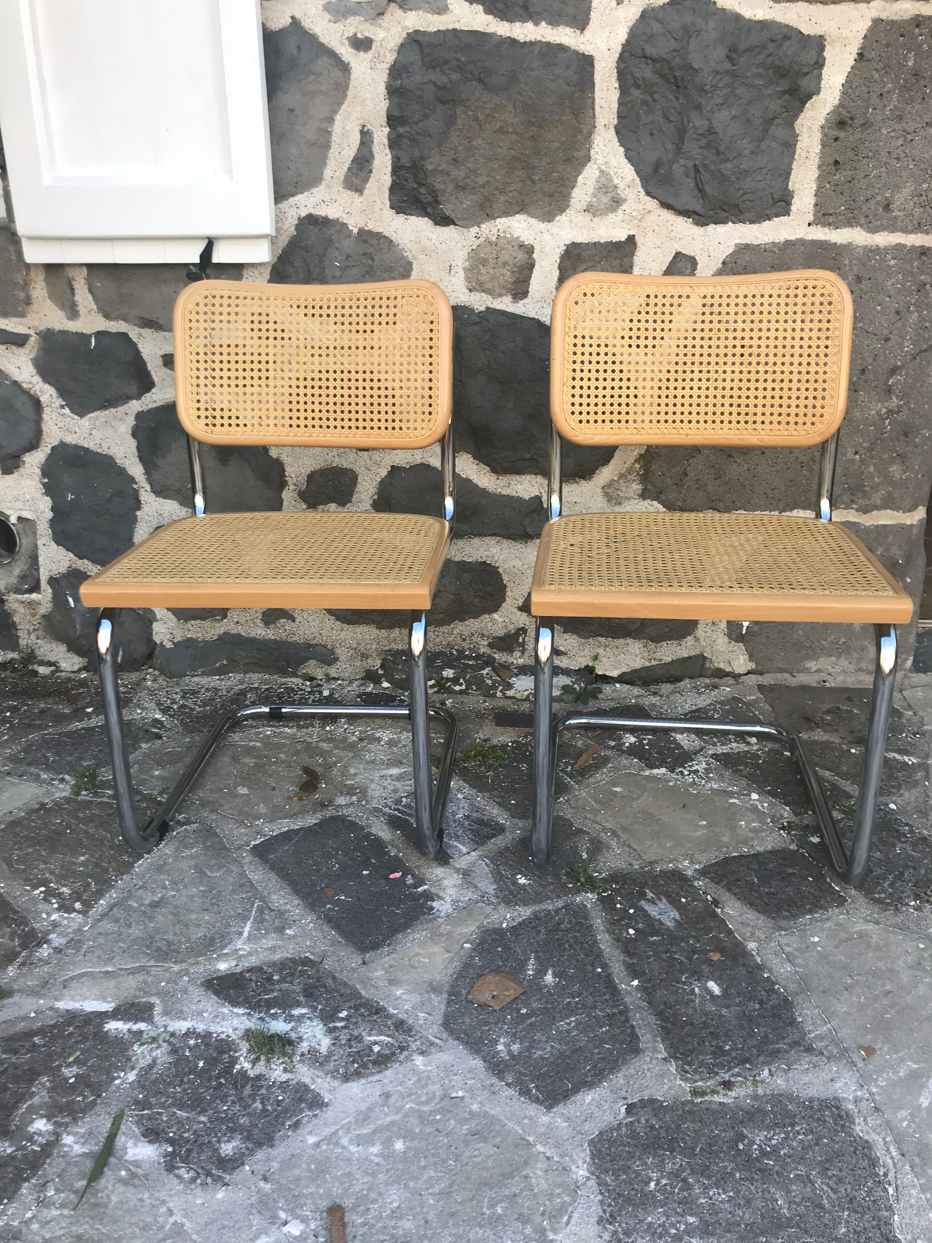 Paire de chaises B32 Cesca par Marcel Breuer