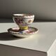 Coquetier en faïence motifs floraux roses vintage H5