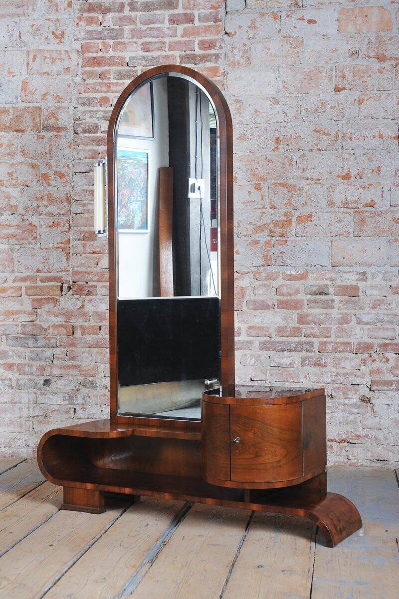 Czech Art Deco Dressing Mirror in Walnut, 1930s