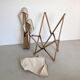 Chaises de jardin vintage en bois et toile blanche
