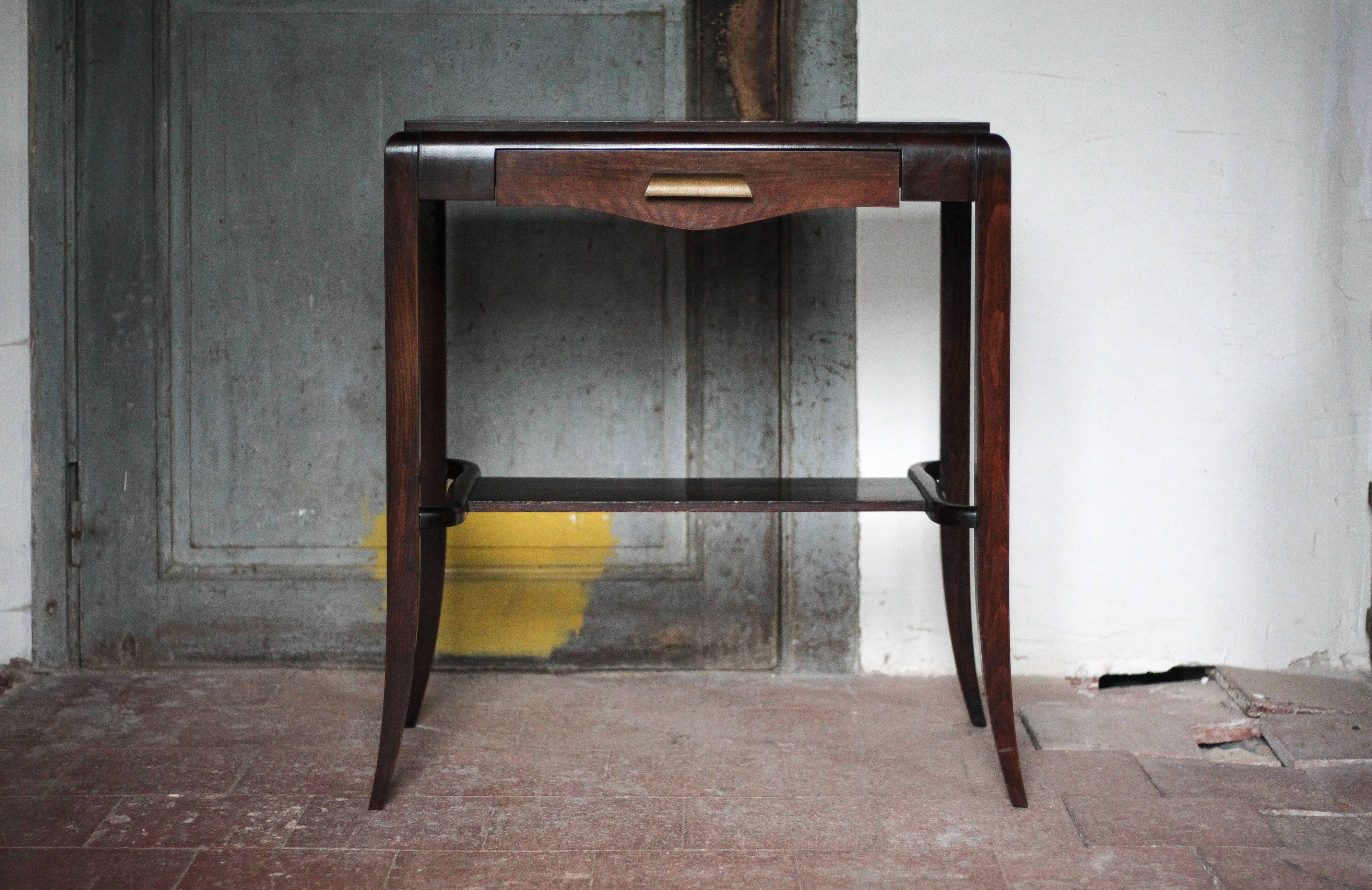 Table vintage, table bois avec 1 tiroir, console art déco, table d'appoint