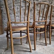 Set of 4 Fischel bentwood bistro chairs, Czechoslovakia, circa 1930–1950.