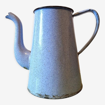Blue enamelled metal pitcher