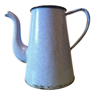 Blue enamelled metal pitcher