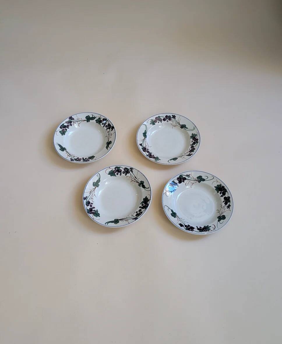 Set of 4 antique soup plates – Faïencerie de Gien