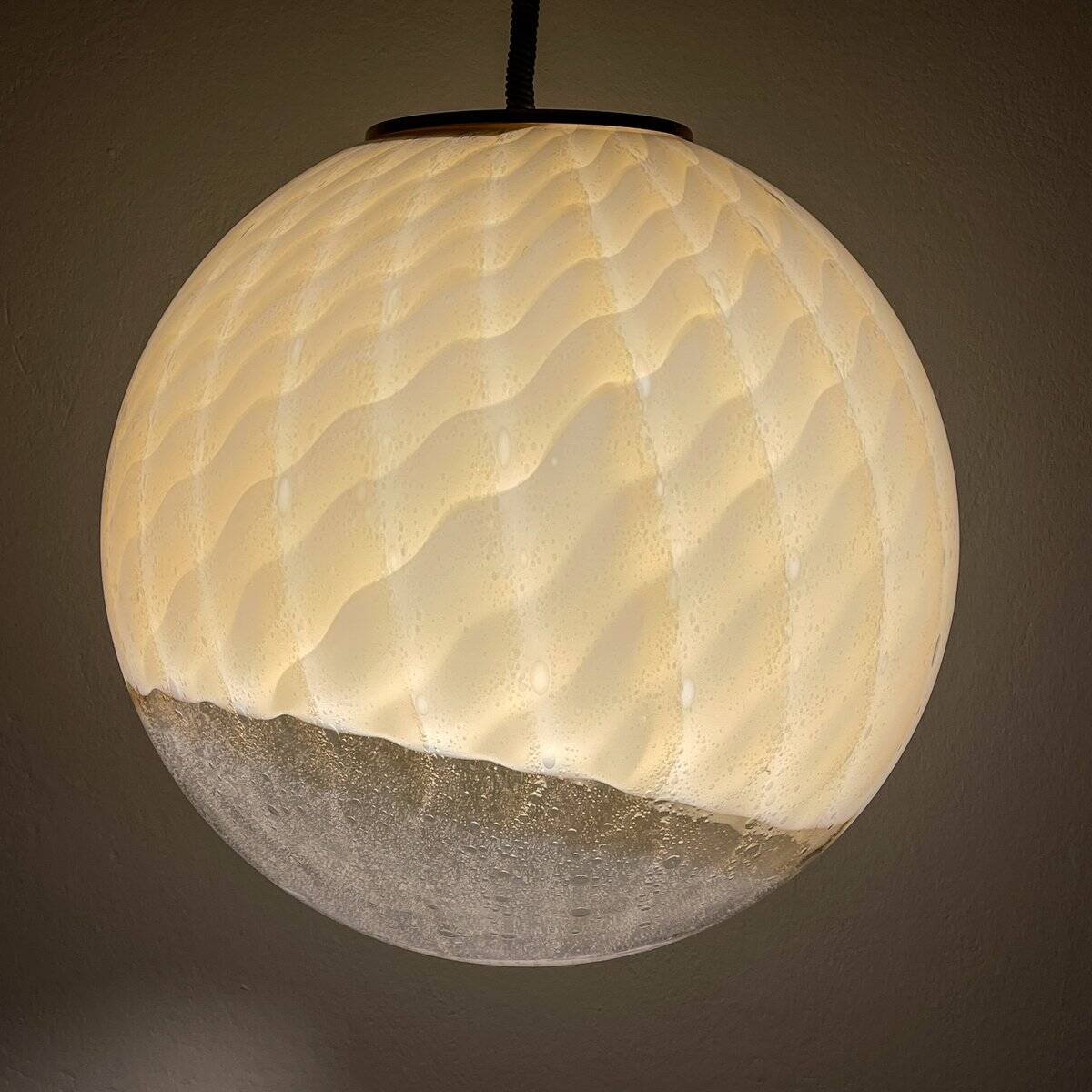Large vintage Murano ball pendant lamp by Veart, Italy, 1970s.