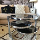 Chrome round coffee table and smoked glass