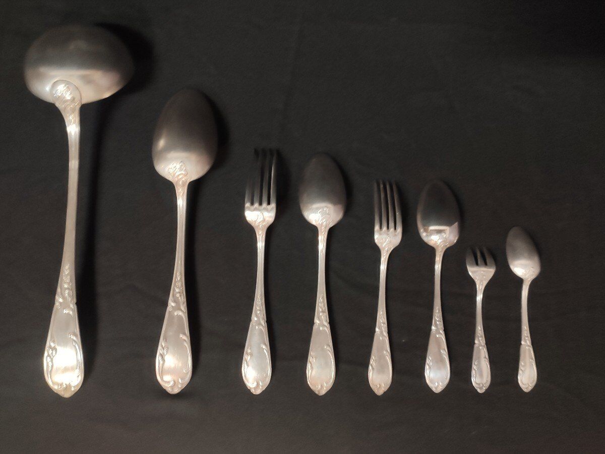 74 Piece Silver Plated Louis XV Style Cutlery Set