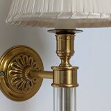 Pair of gilded bronze and plexiglass wall lights