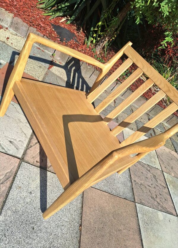 AMPM fauteuil Dilma chêne naturel neuf, meuble design scandinave