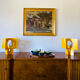 Pair of yellow Space age design table lamps, Italy, 1960s