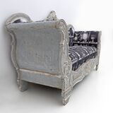 Charles X Style Italian Sofa with Fornasetti Linen Fabric