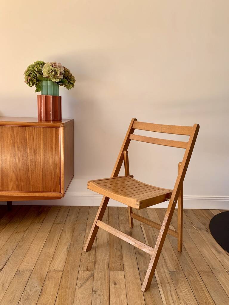 vintage beech wood folding chair from the 70s