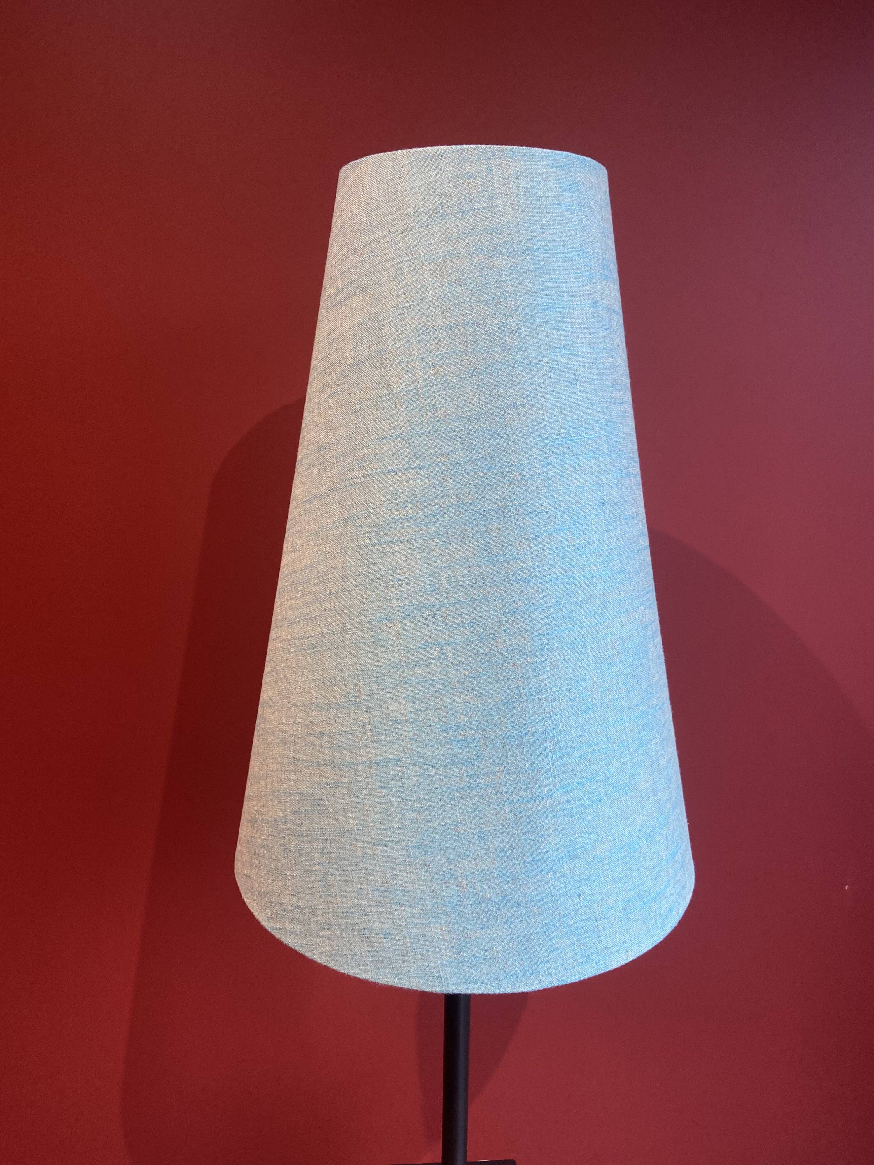 "Balustrade" lamp in terracotta, Ashoka silk shade, pistachio green.