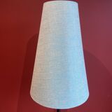 "Balustrade" lamp in terracotta, Ashoka silk shade, pistachio green.