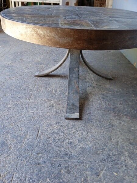 1970 metal and slate coffee table