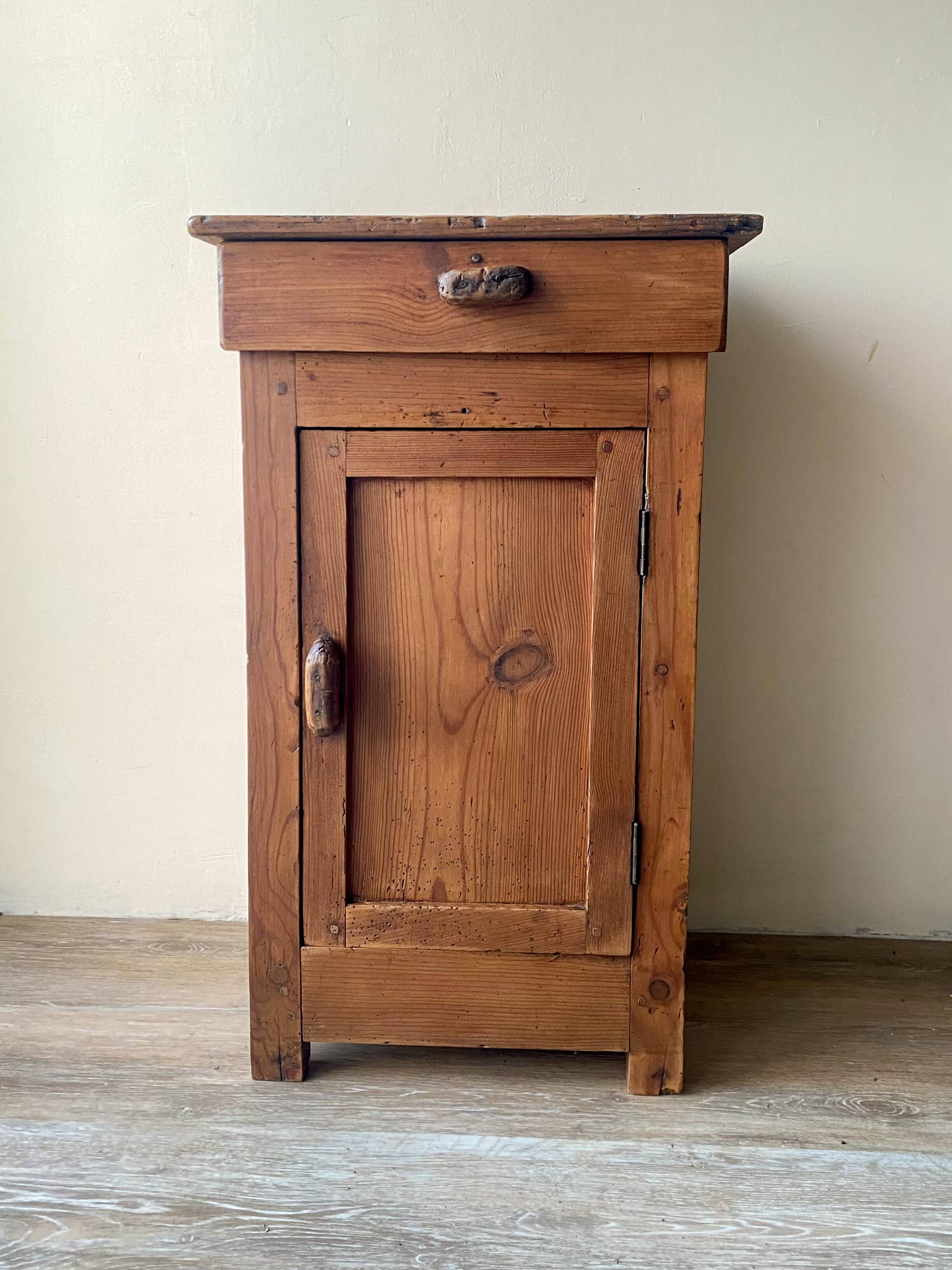 Rustic antique bedside table - peasant piece