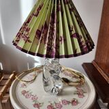 Glass lamp base and flowered lampshade