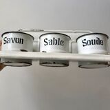 set of enamelled pots to fix (soda, soap, salt) early twentieth century