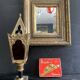 Petit miroir ancien doré à la feuille d’or, fin XIXe siècle