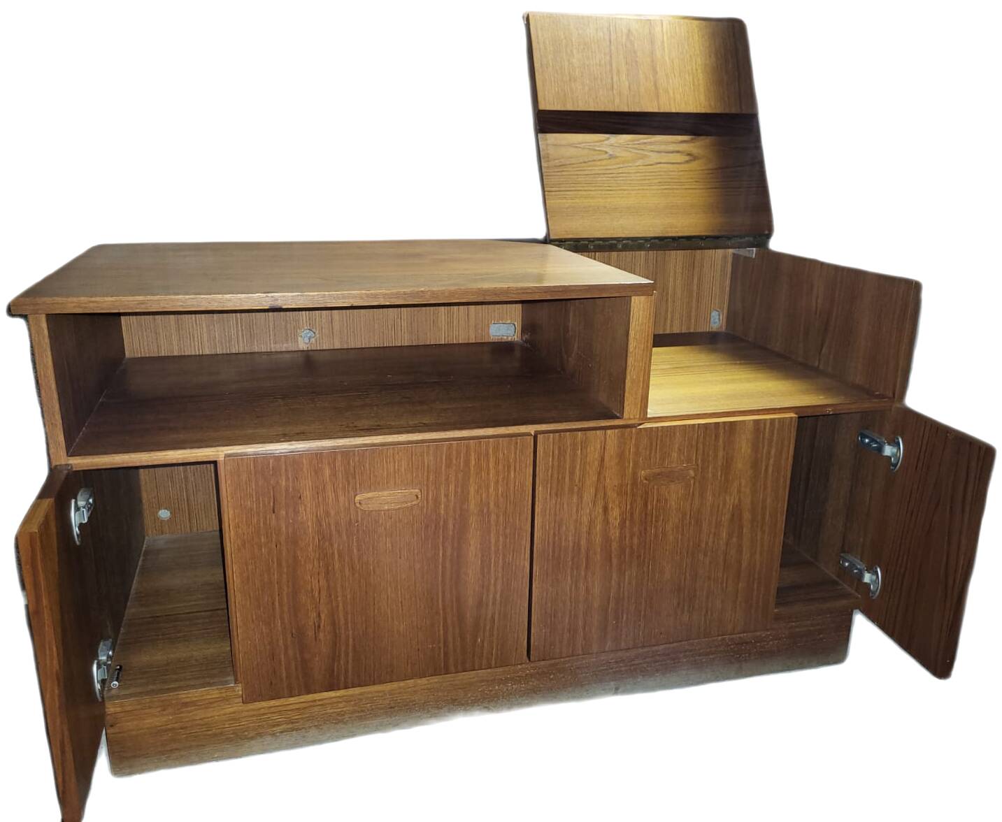 Meuble vinyles et enceintes 1960 scandinave teck