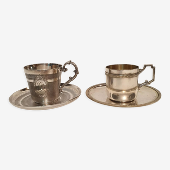 2 silver metal cups