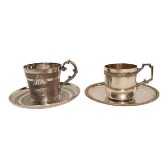 2 silver metal cups