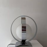 Vintage table lamp, chrome and opaline, France 1970s
