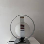 Lampe de table vintage, chrome et opaline, France 1970