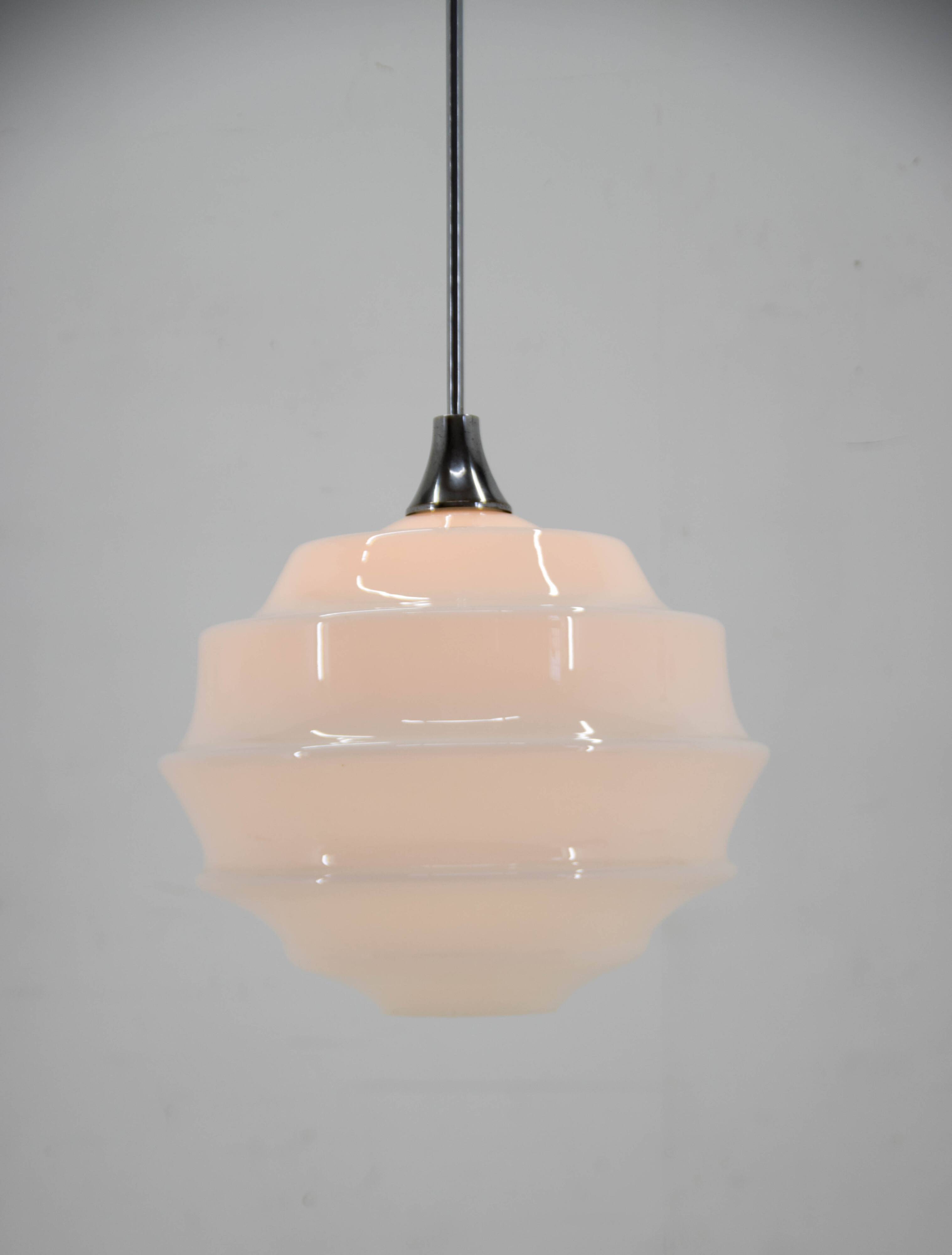 Huge Art Deco Glass Pendant, Czechoslovakia, 1940s