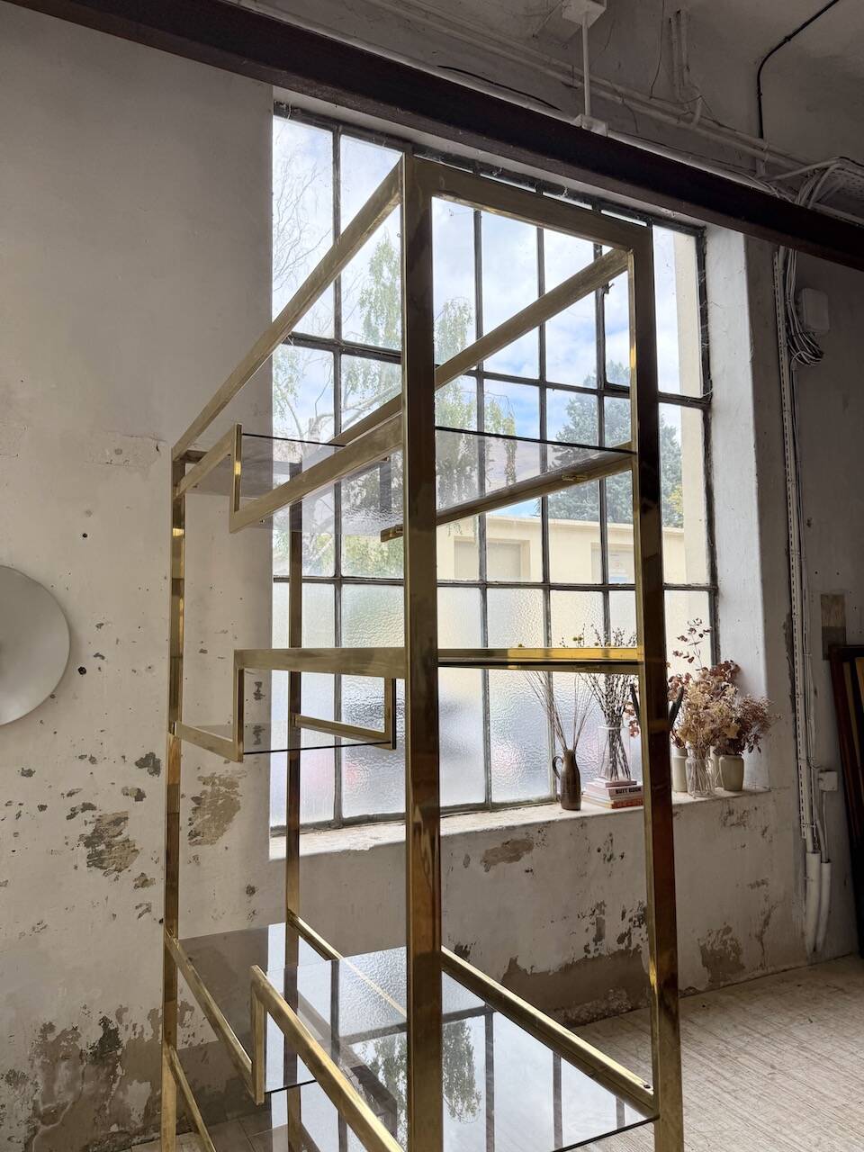 Brass shelf 1970 Belgo Chrom regency