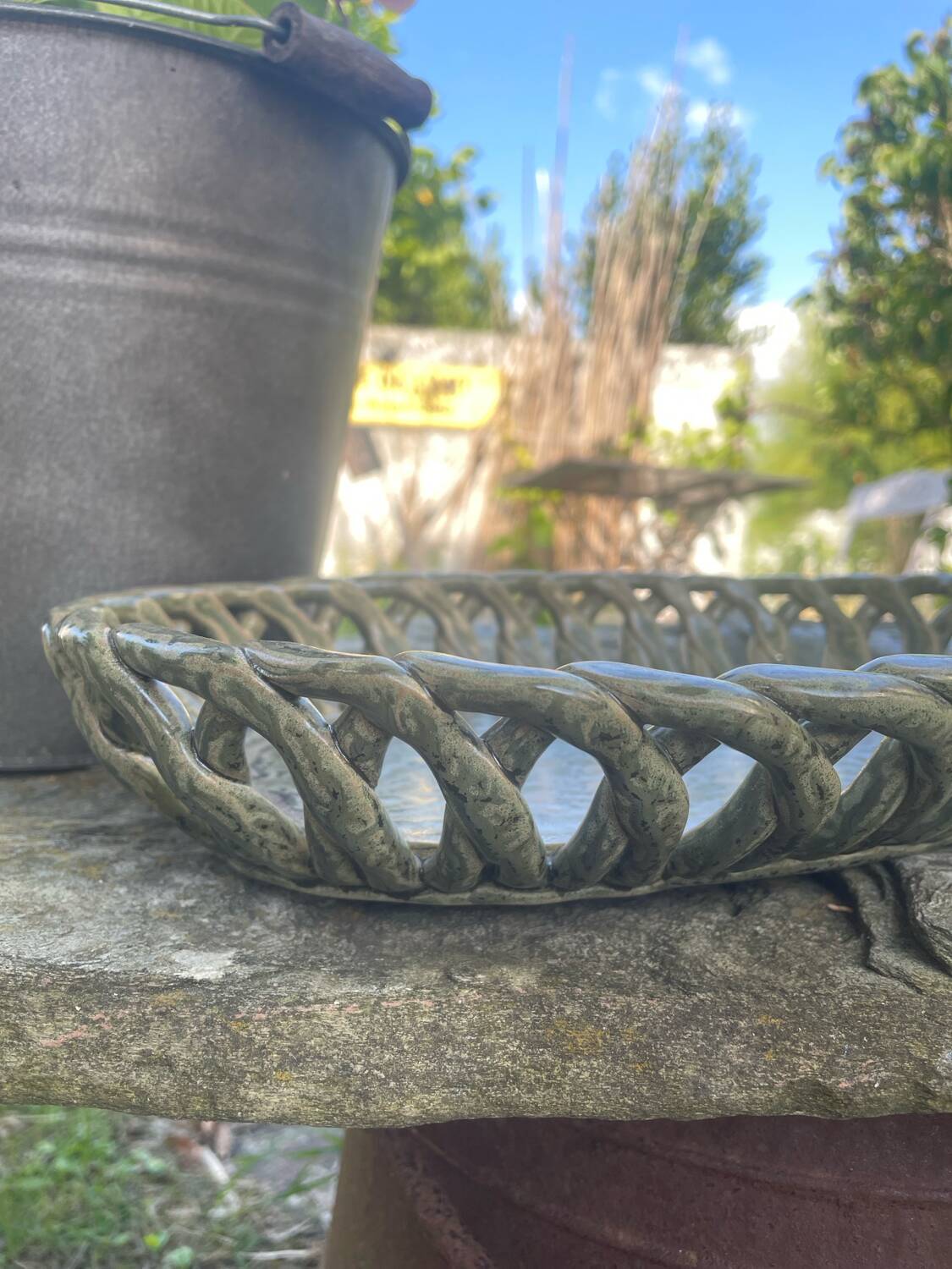 Woven ceramic basket