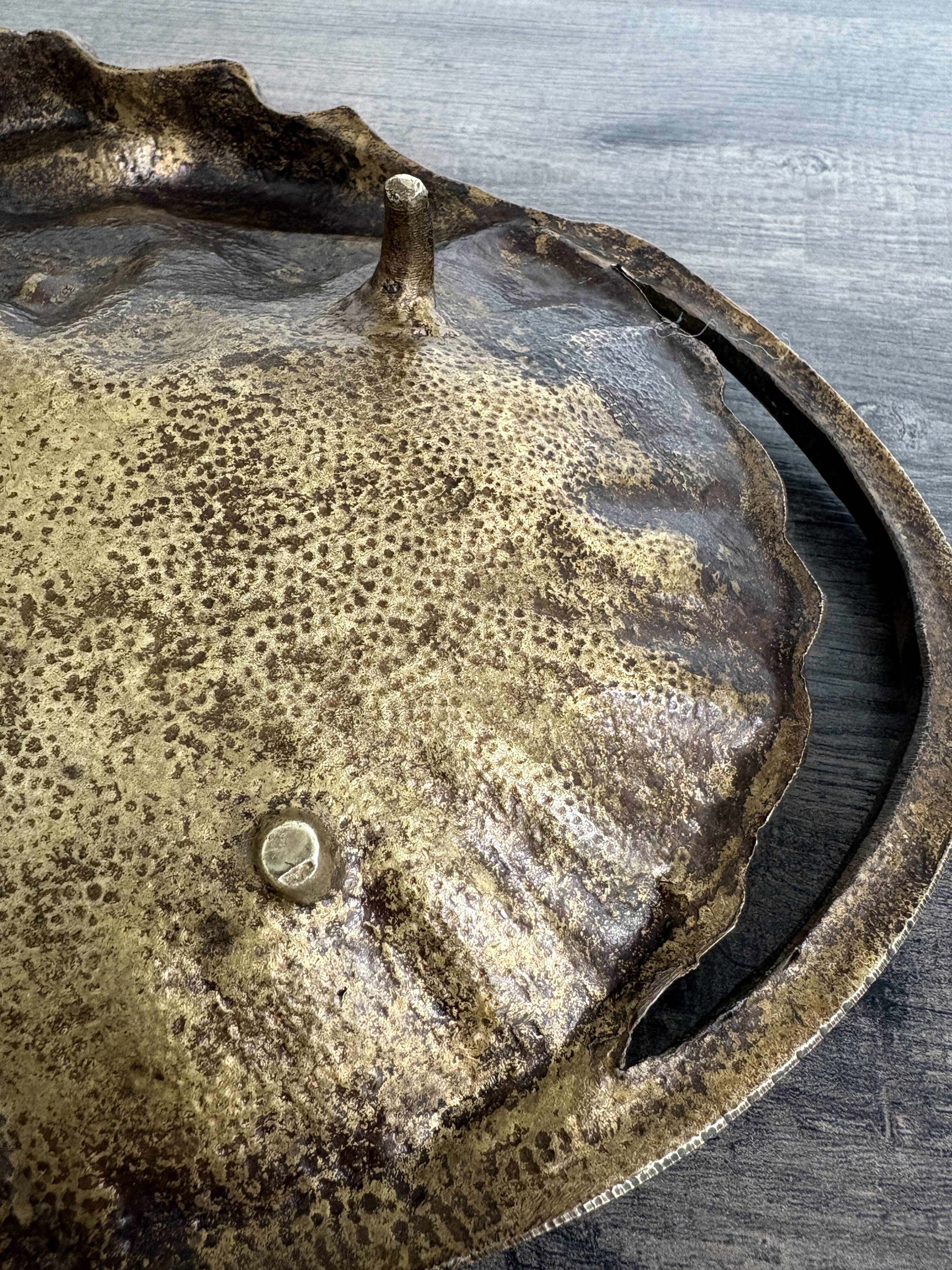 Superb antique brass tray with Art Nouveau grapes.