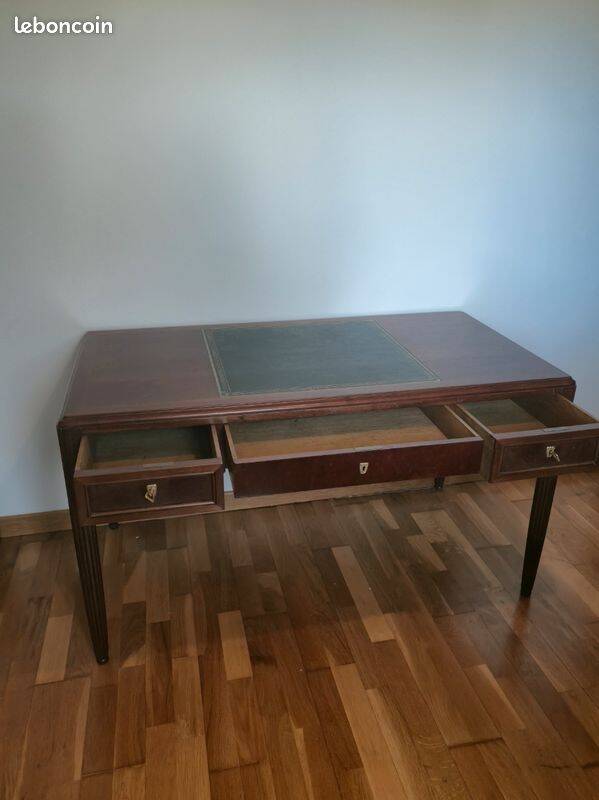 Antique Art Deco Desk Solid Oak - Leather Desk Mat - Cabinetmaker Quality