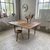 Walnut farmhouse table with swivel and extendable top
