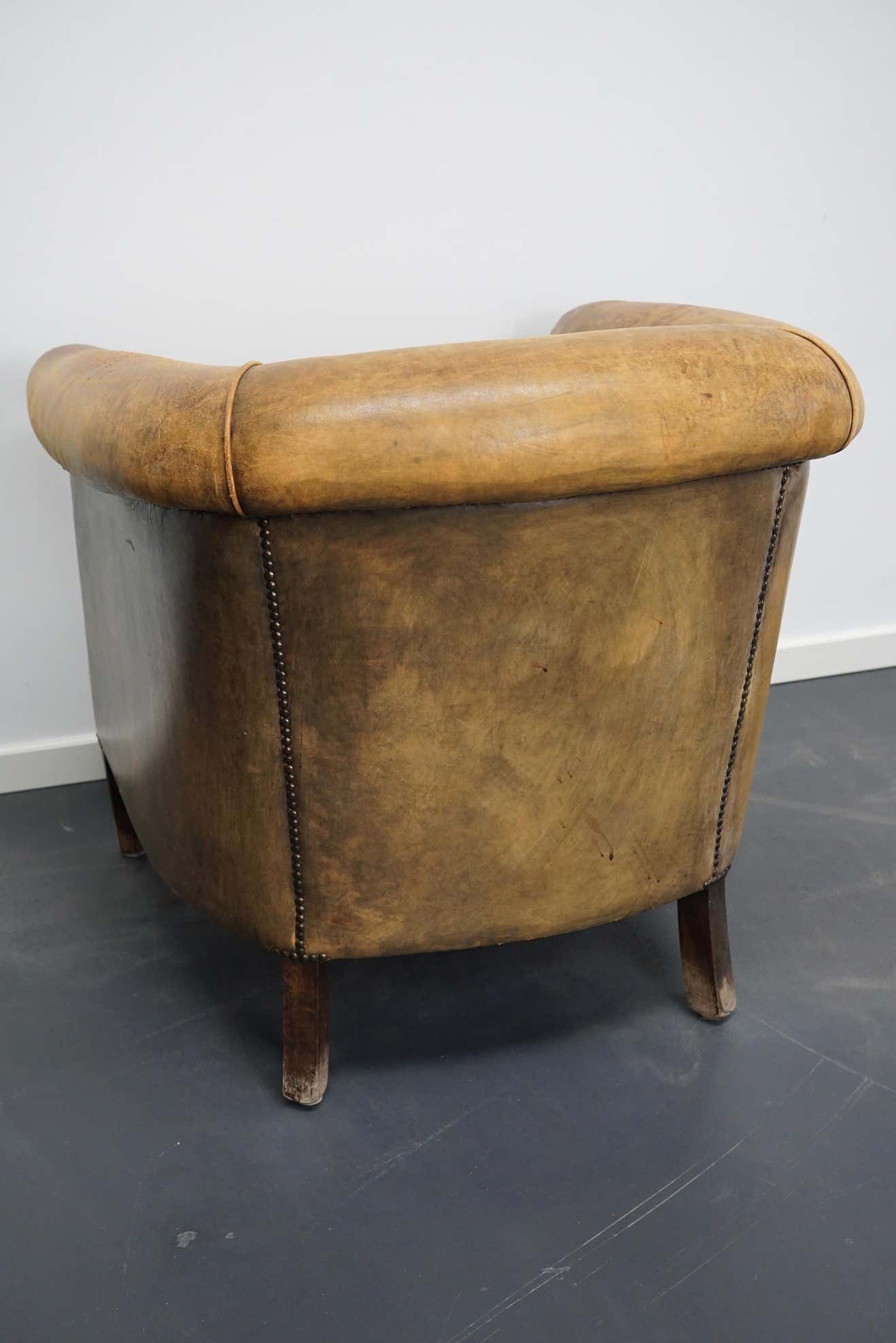 Vintage club chair in cognac-coloured leather Netherlands