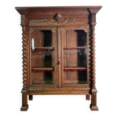 Bibliothèque - Vitrine style Renaissance en chêne massif