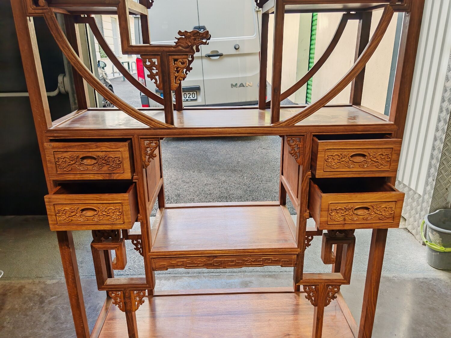 Bibliothèque chinoise Collectible Décorative en bois exotique