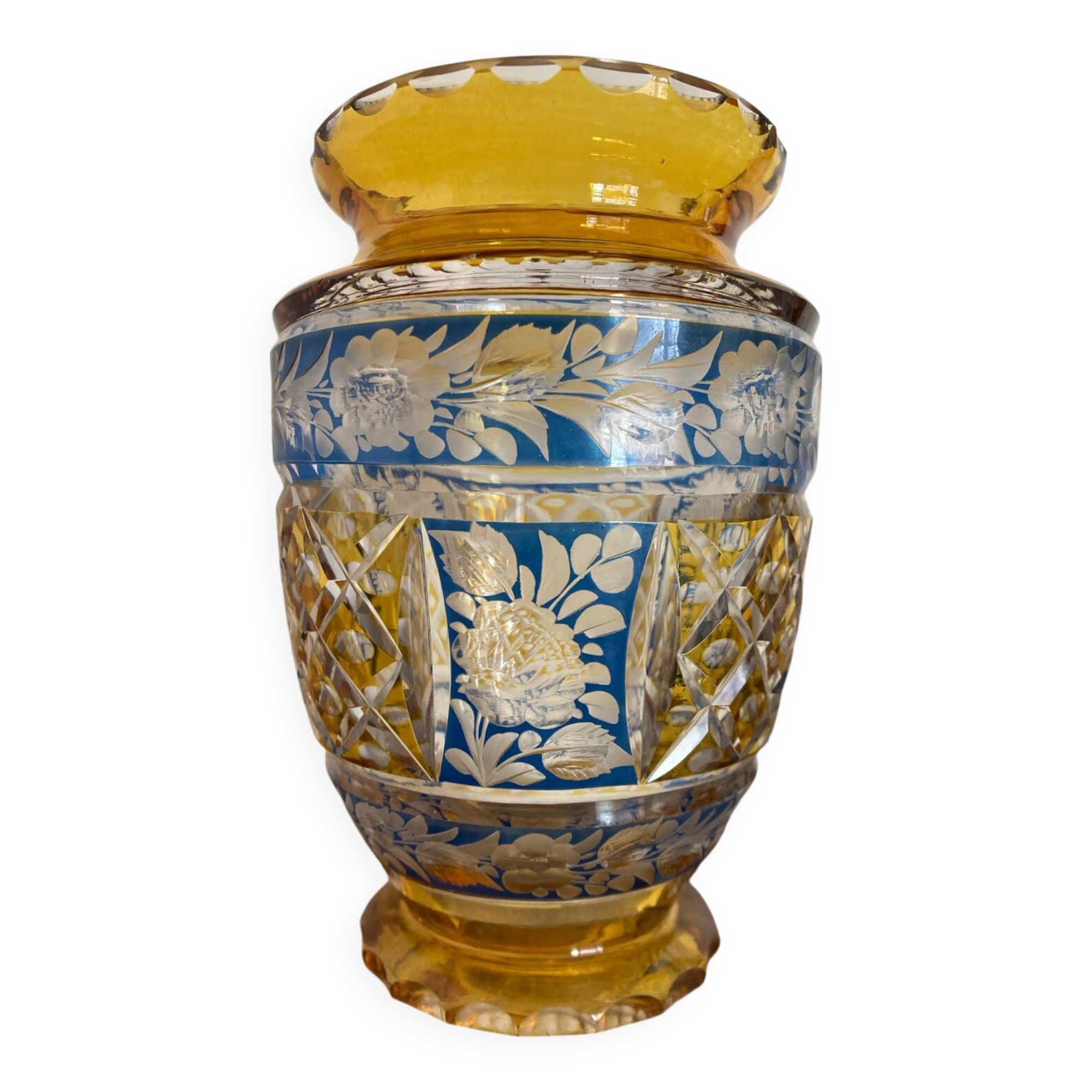 Art Deco polychrome crystal vase