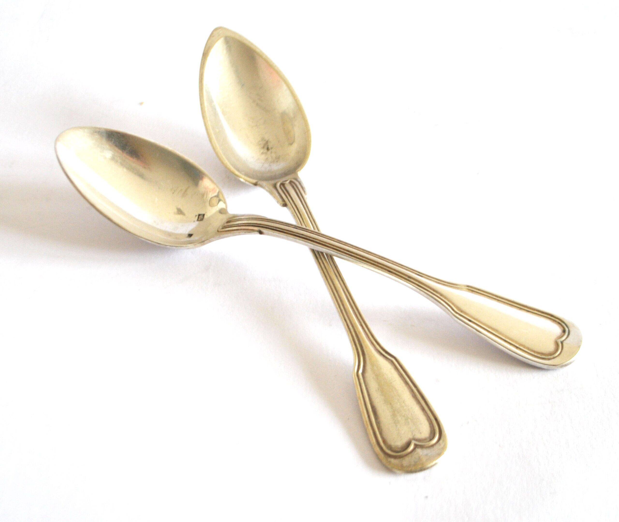 Set of 2 silver-plated dessert spoons in Chinon style, 15 cm.