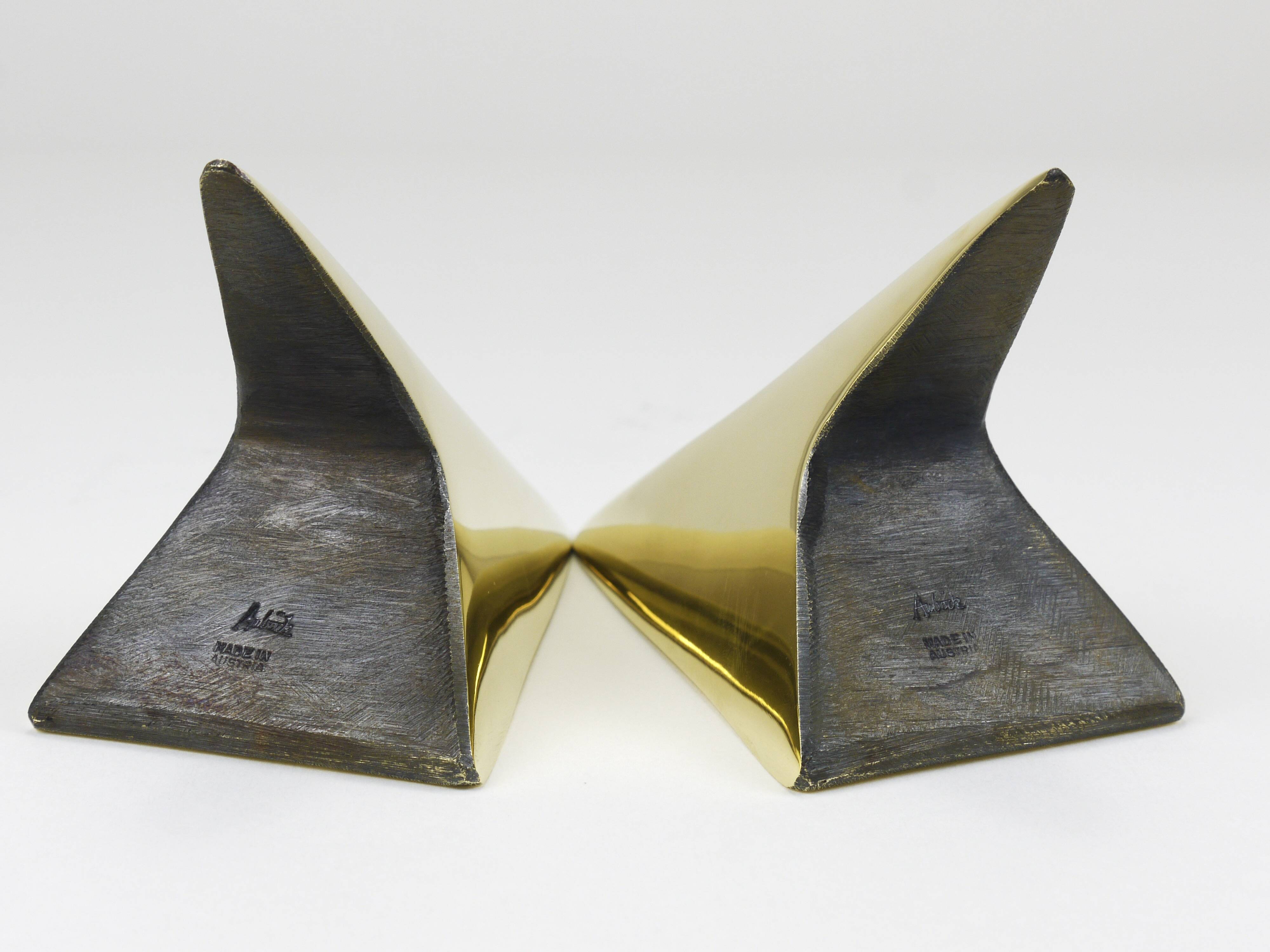 Pair Carl Auböck Minimalist Rocket Brass Bookends #3846, Vienna, Austria