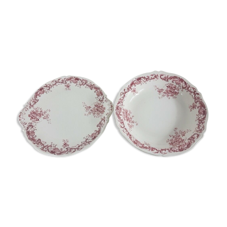 Set of 2 dishes in Villeroy earthenware and Boch Valeria series